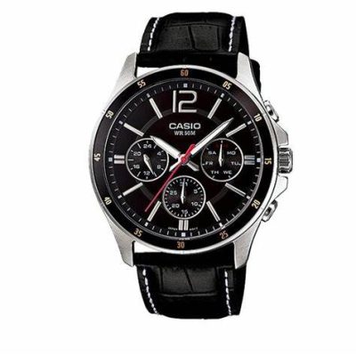 Đồng hồ dây da nữ mặt tròn Casio